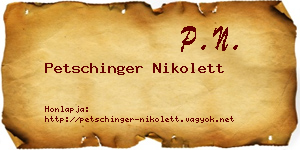 Petschinger Nikolett névjegykártya